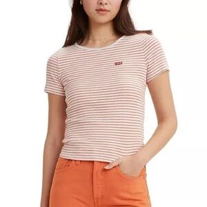 NWT Levi’s Women’s L Multicolor “The Perfect Tee” Ribbed Short Sleeve Crew Neck